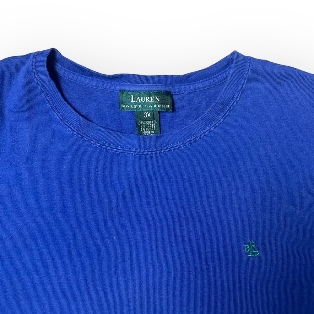 Lauren Ralph Women's T-Shirt Plus Size Short Sleeve Cotton Blue SZ 3X - Picture 4 of 10